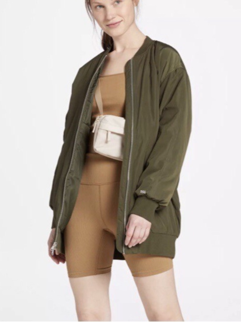 Olive Green Bomber Jacket - Women's Lightweight Coat